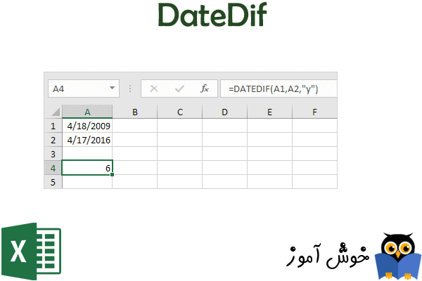 تابع DateDif در اکسل