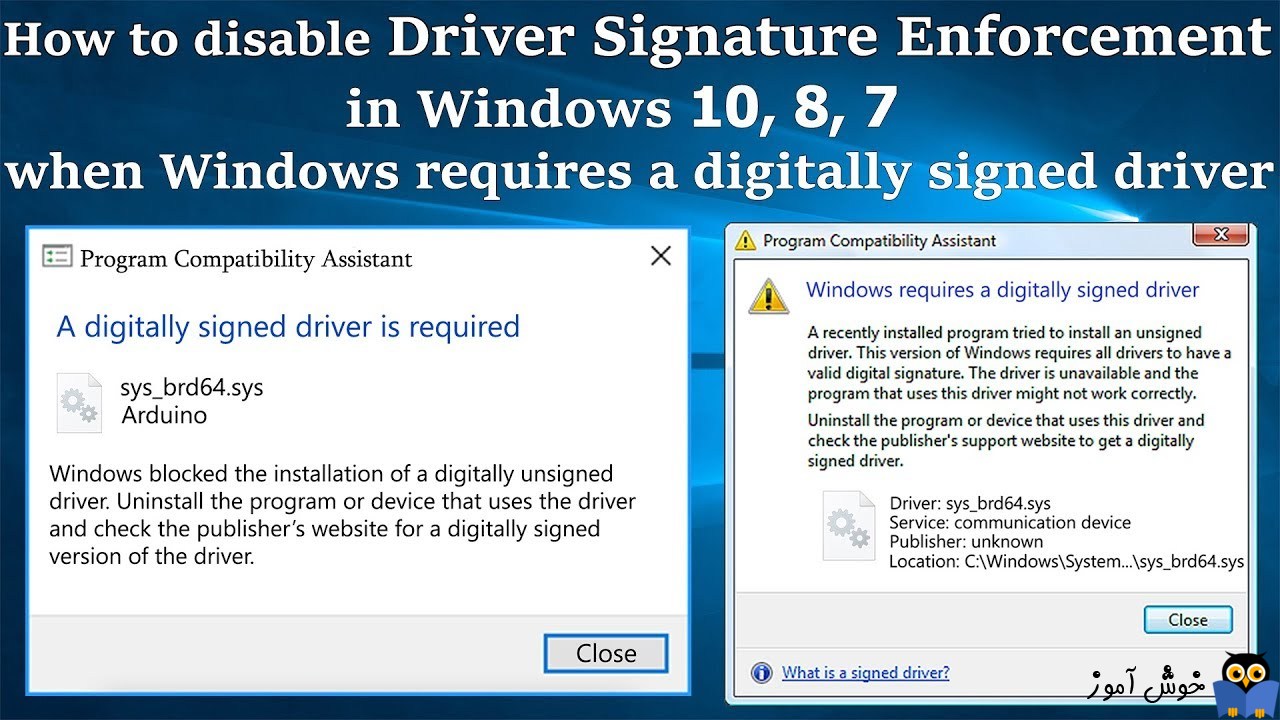 رفع ارور Windows requires a digitally signed driver در زمان نصب درایور