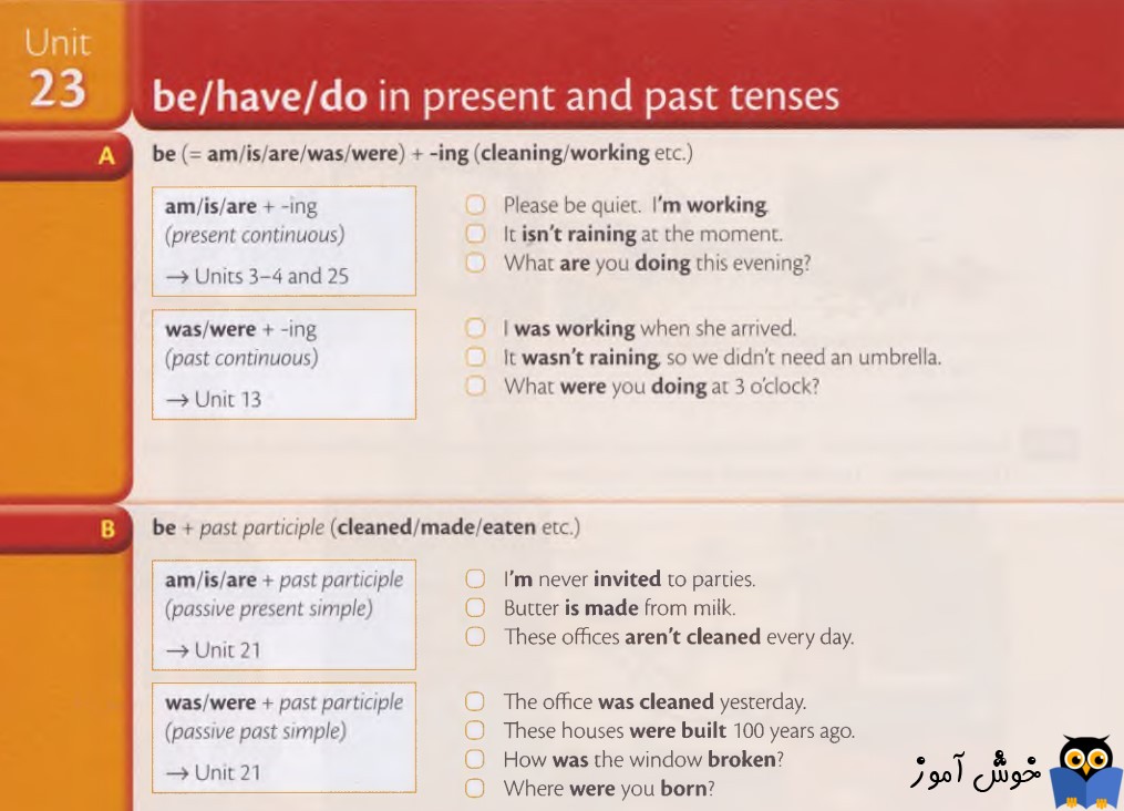 Unit 23: be/have/do in present and past tenses