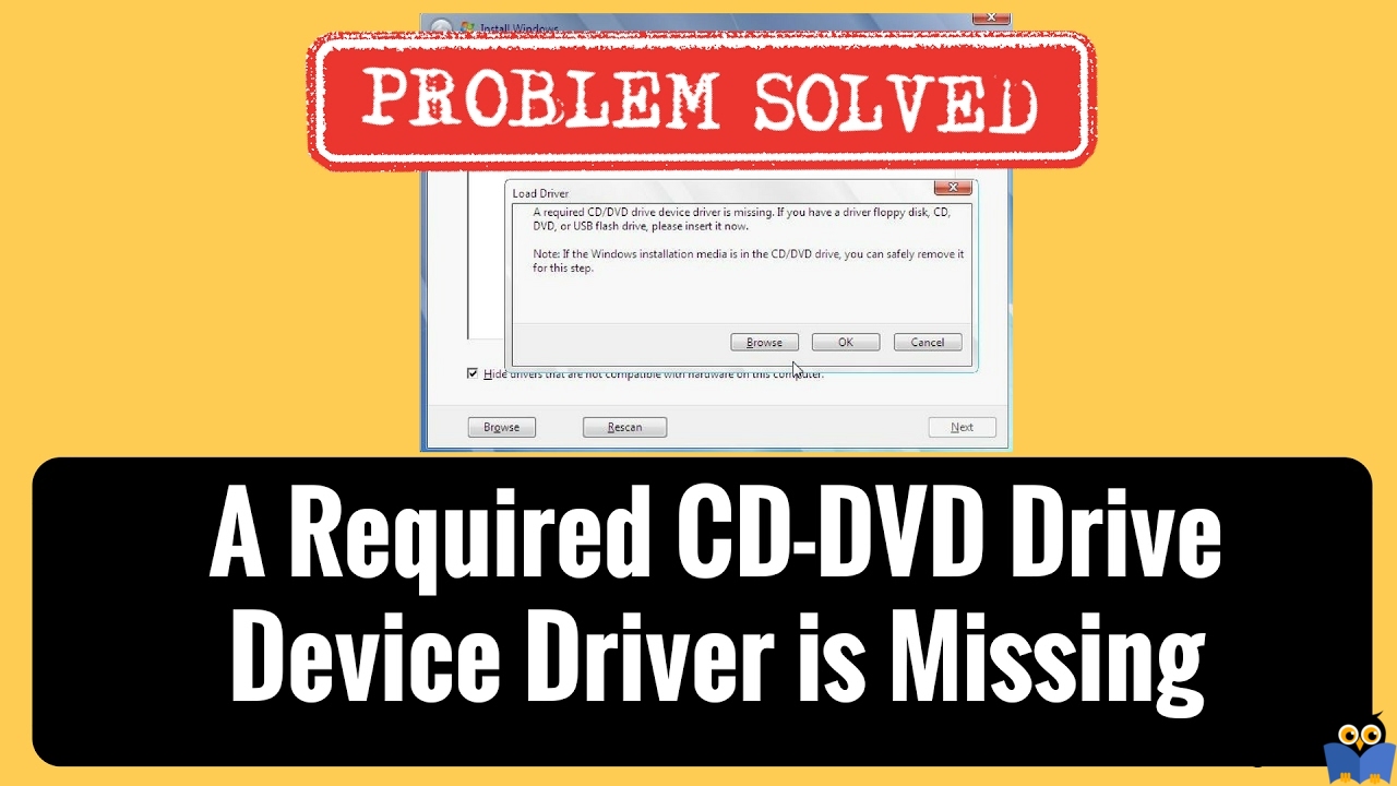 cd dvd device driver missing