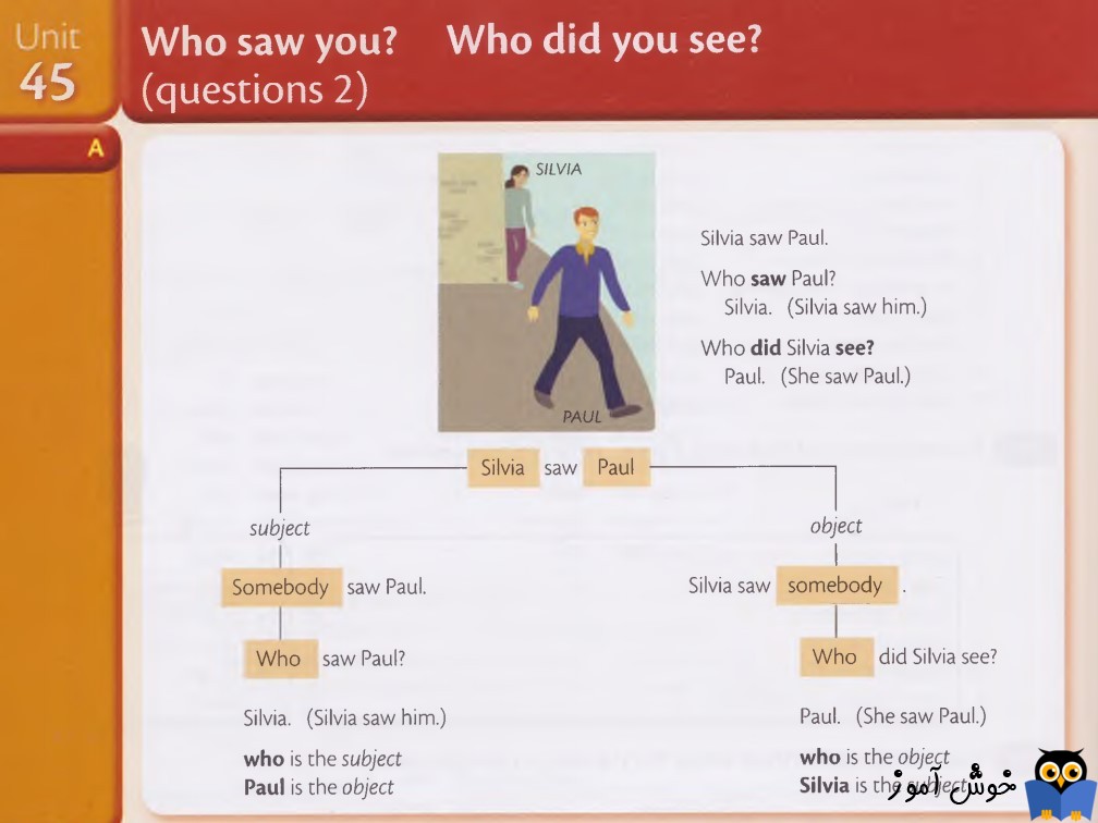 Unit 45: Who saw you? Who did you see? (questions 2)