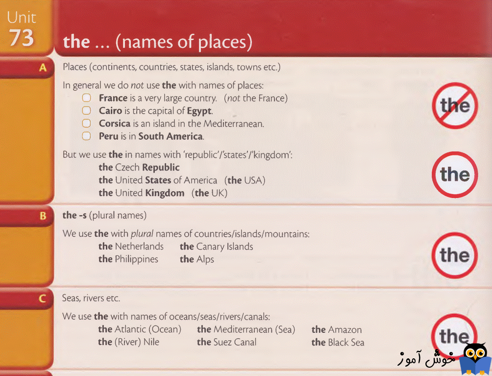 Unit 73: the ... (names of places)