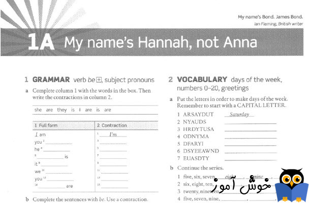 Workbook: 1A My name is Hannah, not Anna