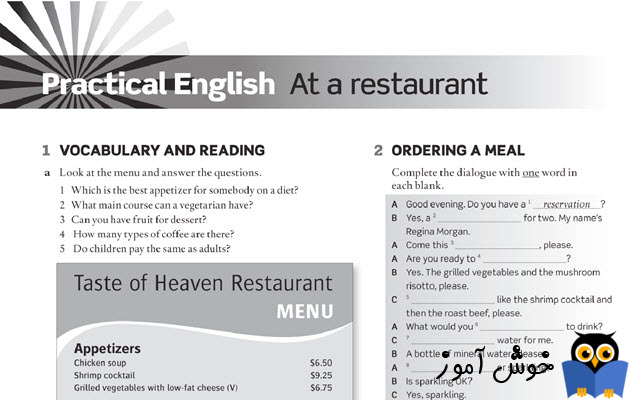 Workbook: Practical English: Episode 5 At a restaurant