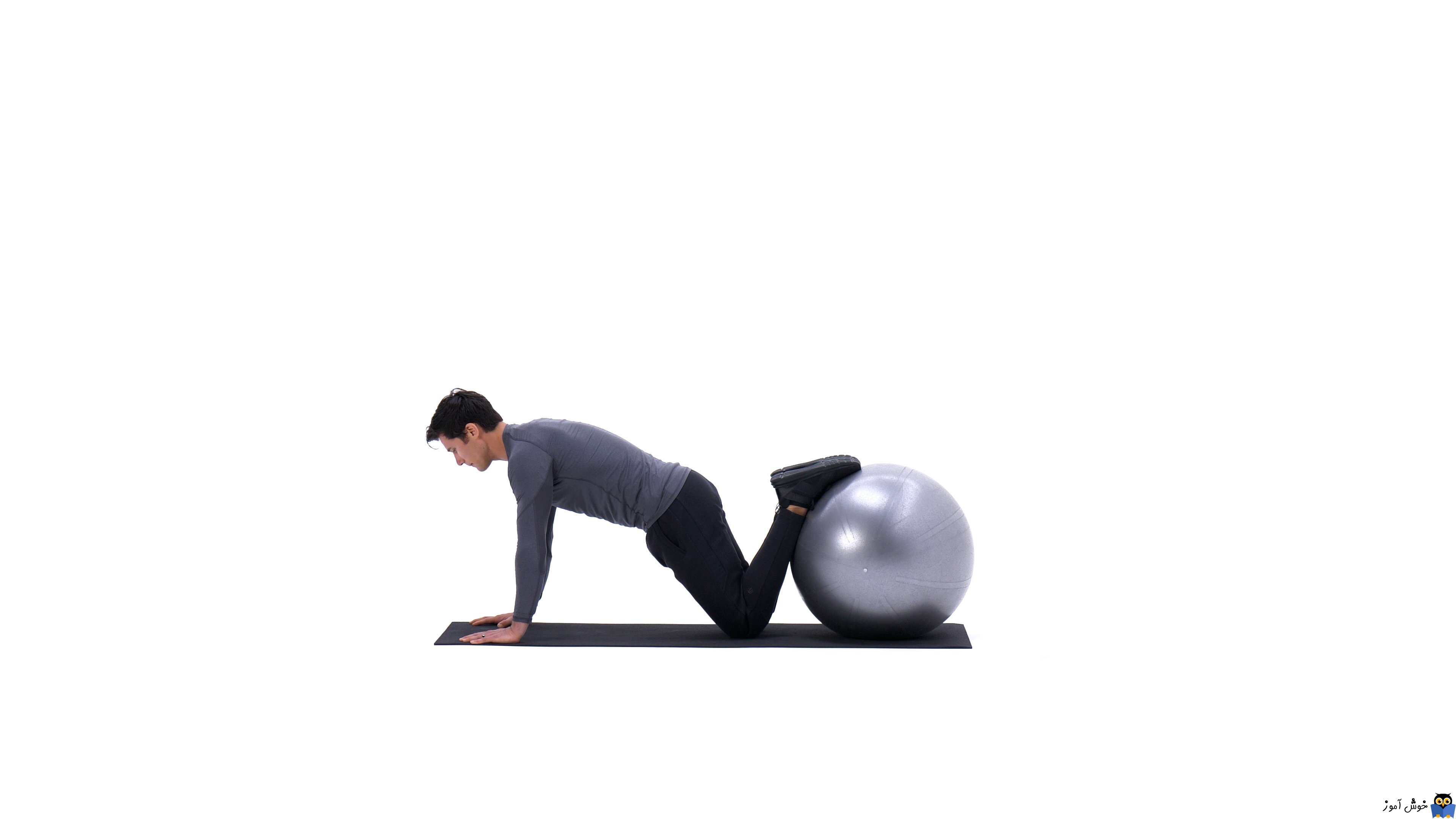 حرکات تمرینی با توپ - حرکت Feet-elevated plank on ball