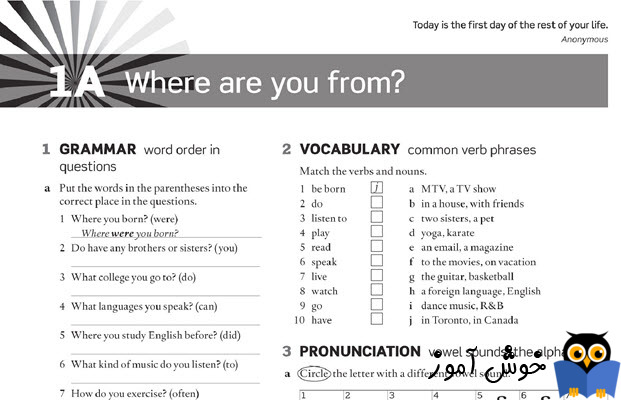 Workbook: 1A Where are you from